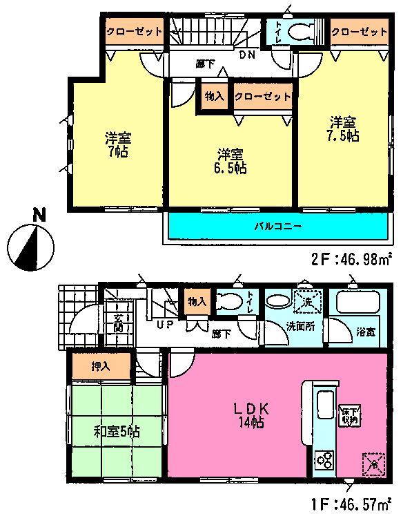 Floor plan. 36,800,000 yen, 4LDK, Land area 104.7 sq m , Building area 93.55 sq m