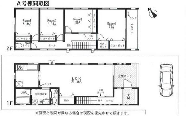 Floor plan. 56,800,000 yen, 4LDK, Land area 137.11 sq m , Building area 110.54 sq m