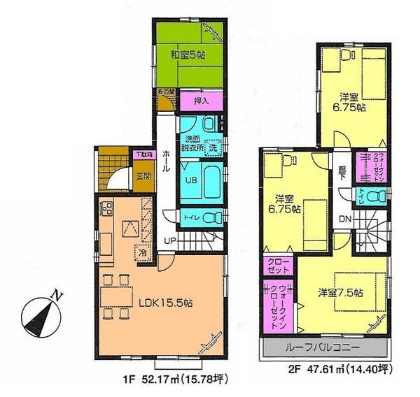 Floor plan. 29,800,000 yen, 4LDK, Land area 95.59 sq m , Building area 99.78 sq m