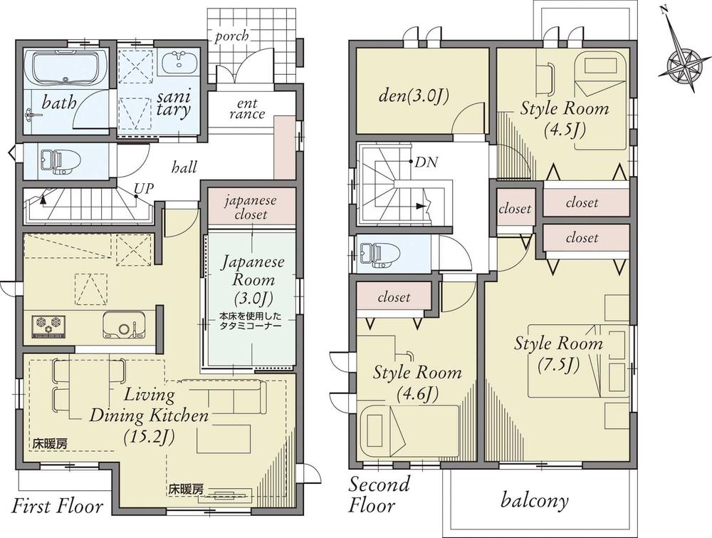 Floor plan. (2), Price 42,300,000 yen, 3LDK+S, Land area 108.41 sq m , Building area 91.08 sq m