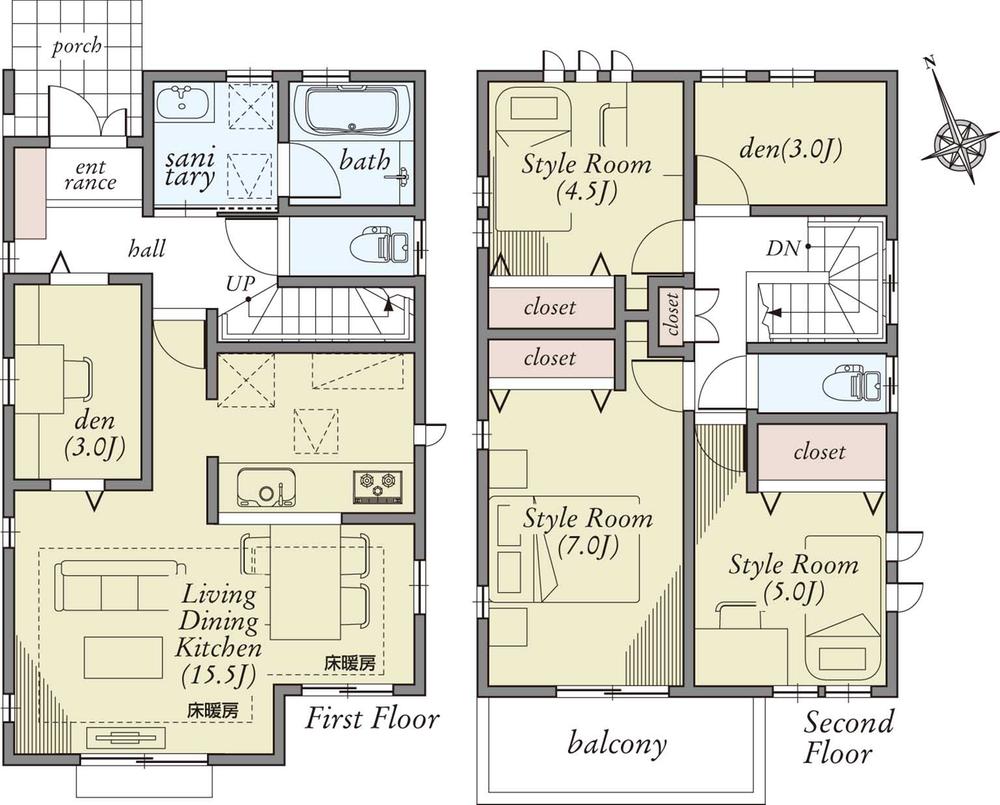 Floor plan. (3), Price 39,800,000 yen, 4LDK+S, Land area 95.67 sq m , Building area 91.08 sq m