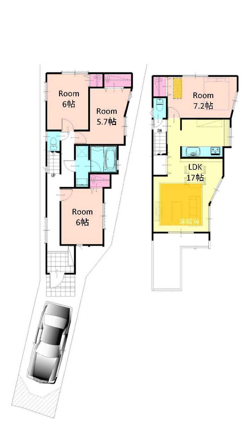 Floor plan. 39,800,000 yen, 4LDK, Land area 96.89 sq m , Building area 95.98 sq m B Building