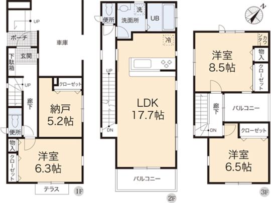 Floor plan. 41,800,000 yen, 3LDK, Land area 88.37 sq m , Building area 123.16 sq m floor plan