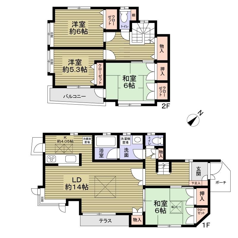 Floor plan. 27,800,000 yen, 4LDK, Land area 111.05 sq m , Building area 106.11 sq m