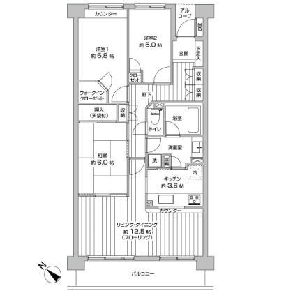 Floor plan. 3LDK, Price 23.8 million yen, Occupied area 79.88 sq m , Balcony area 9.82 sq m