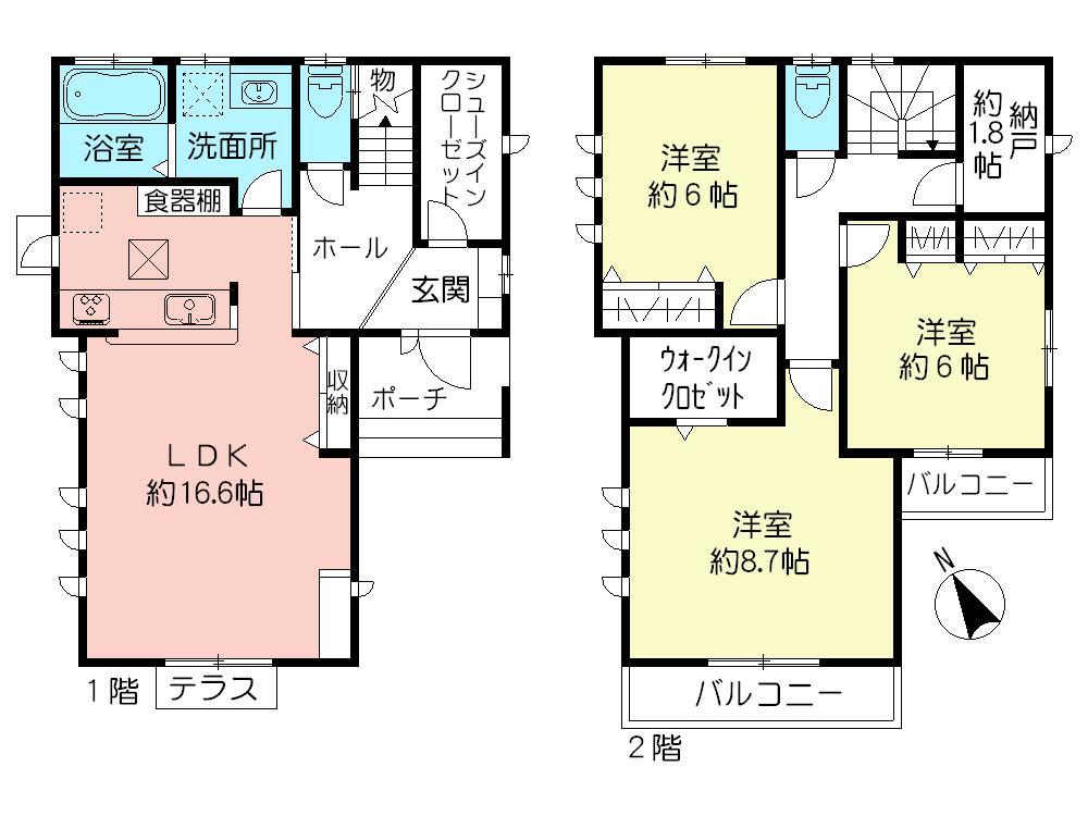 Floor plan. (4 Building), Price 62 million yen, 3LDK, Land area 100.11 sq m , Building area 100.79 sq m