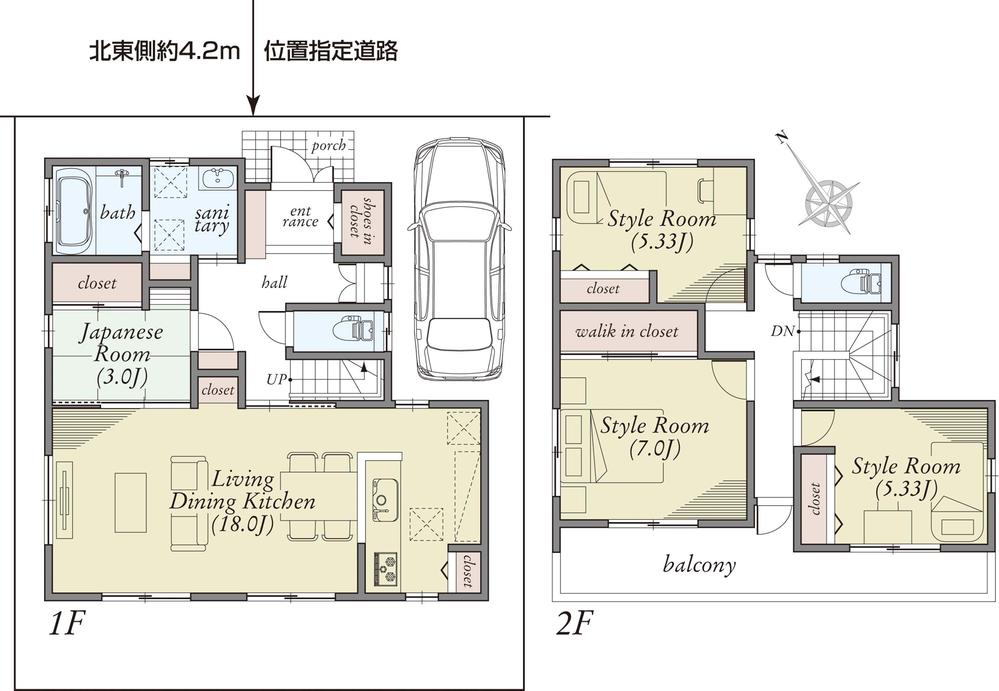 Floor plan. 47,800,000 yen, 4LDK, Land area 100.51 sq m , Make a telephone stand in the building area 101.43 sq m living, Establish a net together centralized LAN port. The storage space provided on the filtration can lead, Also it has been designed to be left directly on the balcony. 