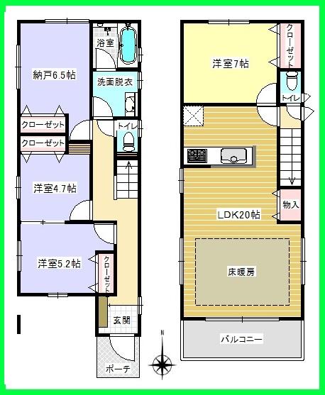 Floor plan. (A Building), Price 37,800,000 yen, 4LDK, Land area 88.94 sq m , Building area 99.55 sq m