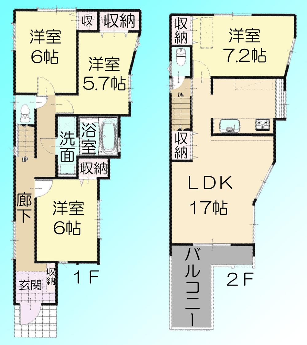 Floor plan. 39,800,000 yen, 4LDK, Land area 96.89 sq m , Building area 96.89 sq m