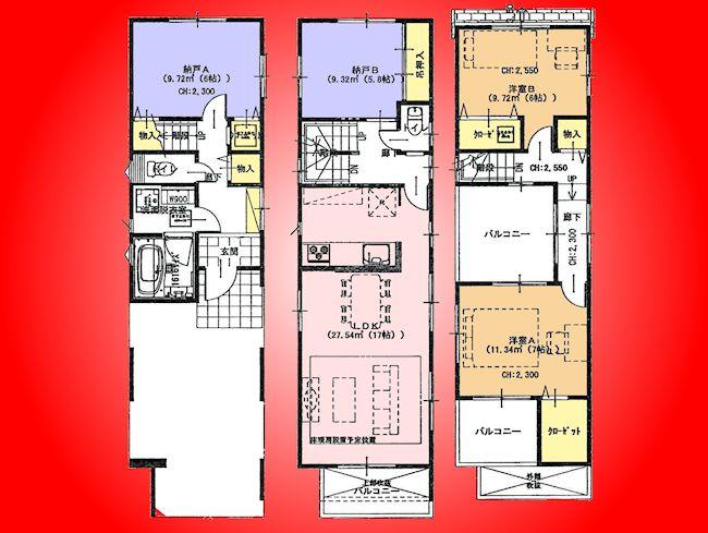 Floor plan. (D), Price 45,800,000 yen, 2LDK+2S, Land area 84.89 sq m , Building area 101.25 sq m