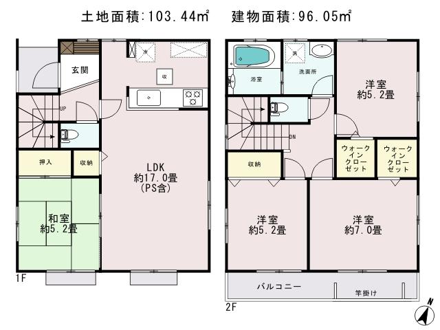 Floor plan. 28,900,000 yen, 4LDK, Land area 103.44 sq m , Building area 96.05 sq m