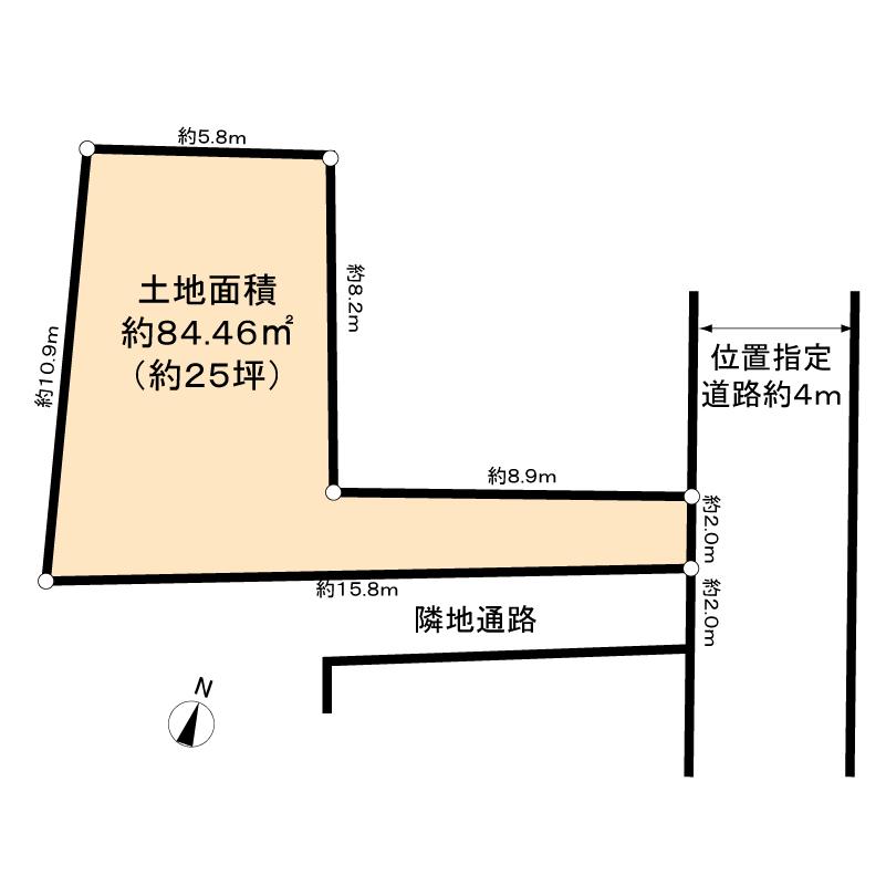 Compartment figure. Land price 16.8 million yen, Land area 84.46 sq m
