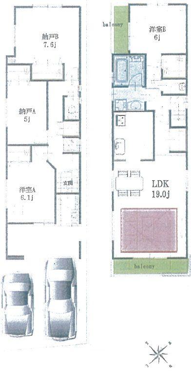 Floor plan. 31,800,000 yen, 2LDK+2S, Land area 99.8 sq m , Building area 110.76 sq m floor plan