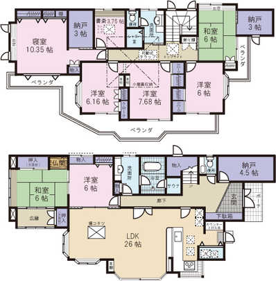 Floor plan. 45,800,000 yen, 7LDK + 3S (storeroom), Land area 210.22 sq m , Building area 219.6 sq m