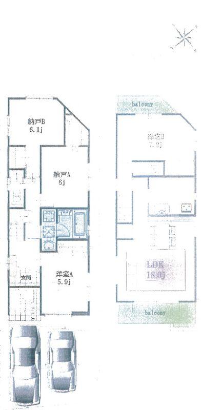 Floor plan. 32,800,000 yen, 2LDK+2S, Land area 99.79 sq m , Building area 99.42 sq m floor plan