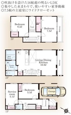 Floor plan. 40,800,000 yen, 3LDK + S (storeroom), Land area 68 sq m , Between the building area 115.81 sq m D Building floor plan