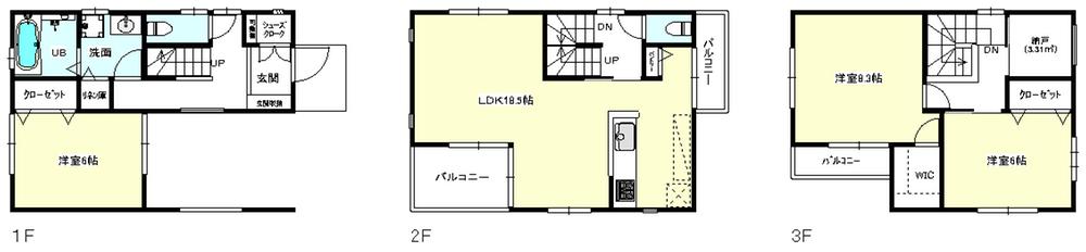 Floor plan. (B Building), Price 39,800,000 yen, 3LDK+S, Land area 70.41 sq m , Building area 116.75 sq m