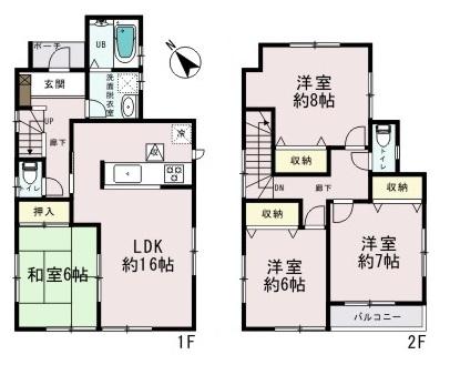 Floor plan. 30,800,000 yen, 4LDK, Land area 105.28 sq m , Building area 103.09 sq m