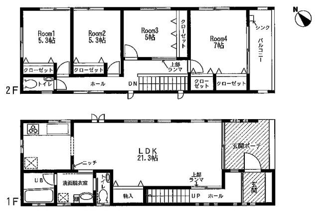 Floor plan. Price 56,800,000 yen, 4LDK, Land area 137.11 sq m , Building area 110.54 sq m