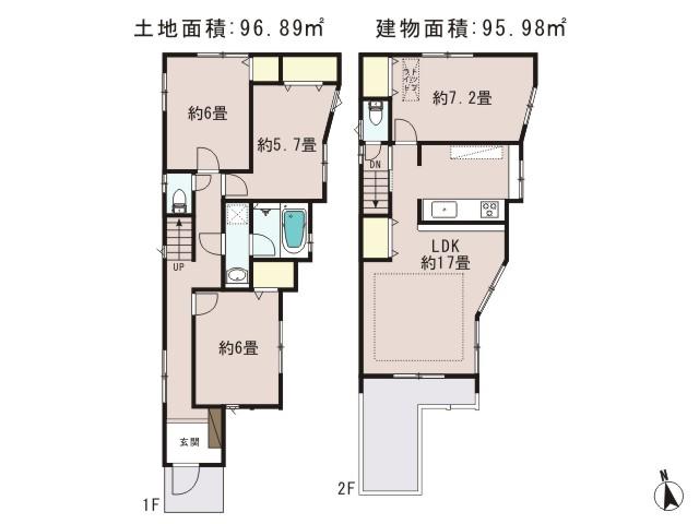 Floor plan. 39,800,000 yen, 4LDK, Land area 96.89 sq m , Building area 95.98 sq m