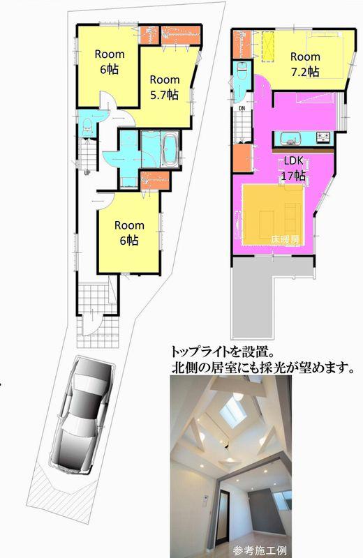 Floor plan. (B Building), Price 39,800,000 yen, 4LDK, Land area 96.89 sq m , Building area 95.98 sq m