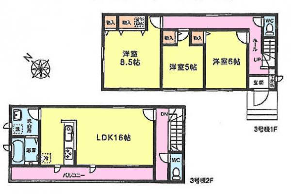 Floor plan. 29,800,000 yen, 3LDK, Land area 108.85 sq m , Building area 91.08 sq m