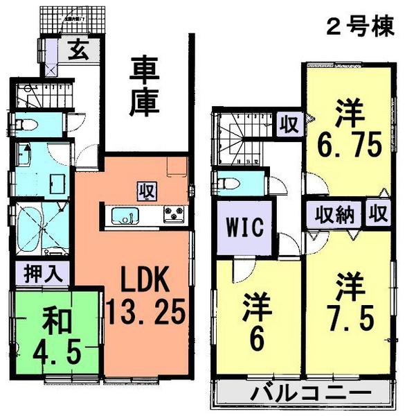 Floor plan. (Building 2), Price 31,800,000 yen, 4LDK, Land area 115.43 sq m , Building area 104.33 sq m