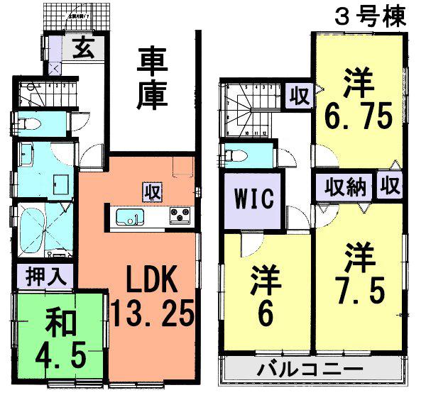 Floor plan. (3 Building), Price 29,800,000 yen, 4LDK, Land area 100.02 sq m , Building area 104.33 sq m