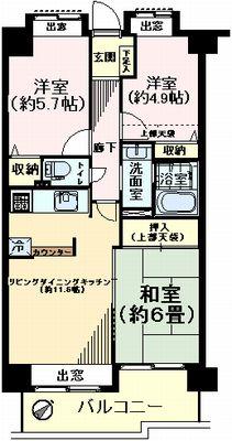 Floor plan. 3LDK, Price 11.8 million yen, Occupied area 59.59 sq m , Balcony area 8.08 sq m