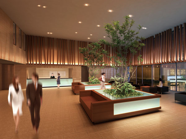 Shared facilities.  [Entrance lounge Rendering] Focusing on community building, Entrance Lounge, Arena (gymnasium), Library, It has established a guest room such as the 23 things a variety of shared facilities.
