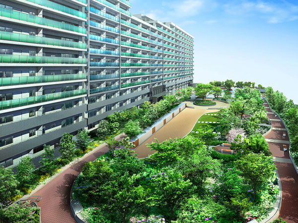 Shared facilities.  [Garden & Exterior - Rendering] Green garden of approximately 6000 sq m which is provided on the artificial ground of the site east part "OASIS GARDEN". Lush its space, It produces the moisture to the living.