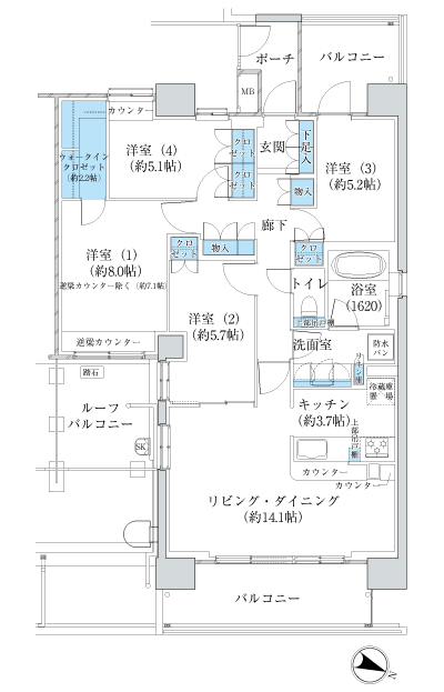 Floor: 4LDK + WIC, the area occupied: 94.7 sq m, Price: TBD