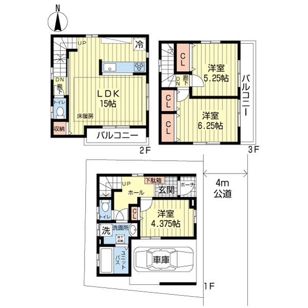 Floor plan. 26,800,000 yen, 3LDK, Land area 55.73 sq m , Building area 90.25 sq m