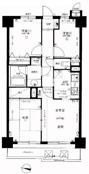 Floor plan. 3LDK, Price 9.8 million yen, Footprint 58.4 sq m , Balcony area 7.56 sq m