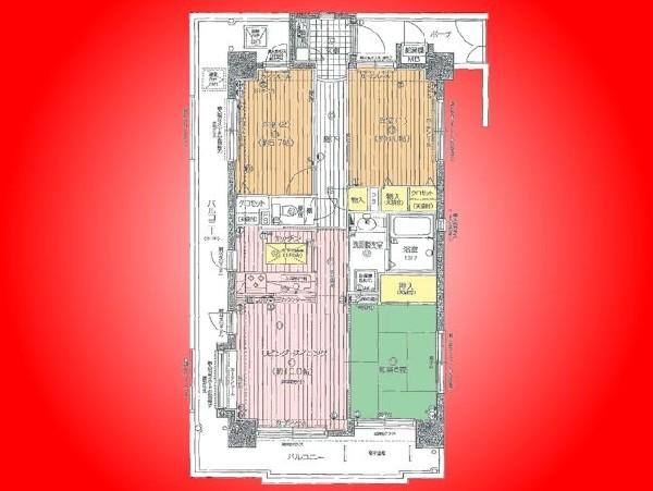 Floor plan. 3LDK, Price 17.8 million yen, Occupied area 69.53 sq m , Balcony area 24.14 sq m