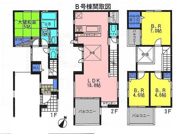 Floor plan. 54,800,000 yen, 4LDK, Land area 110.39 sq m , Building area 127.1 sq m