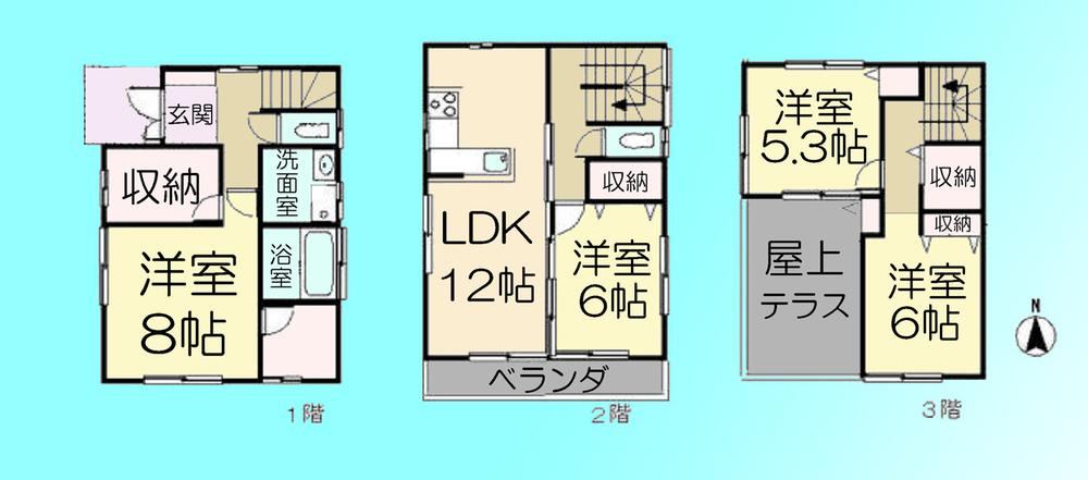 Floor plan. 36,800,000 yen, 4LDK + S (storeroom), Land area 84 sq m , Building area 103.91 sq m