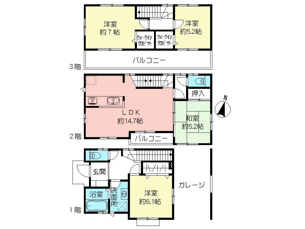 Floor plan. (1 Building), Price 38,900,000 yen, 4LDK, Land area 72.15 sq m , Building area 113.43 sq m