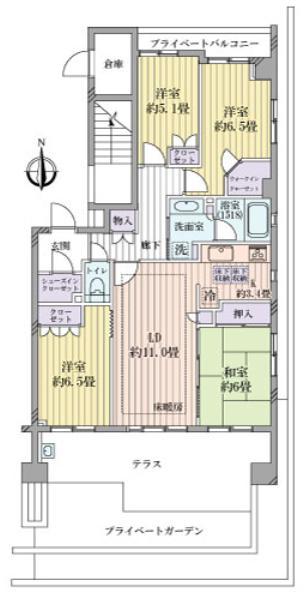 Floor plan. 4LDK, Price 42,800,000 yen, Occupied area 89.11 sq m , Balcony area 4.29 sq m
