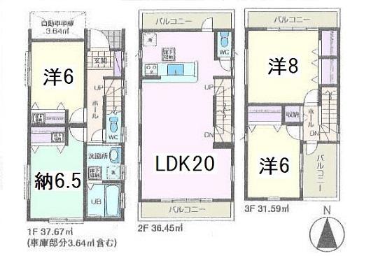 Floor plan. 49,800,000 yen, 3LDK+S, Land area 84.92 sq m , Building area 109.35 sq m
