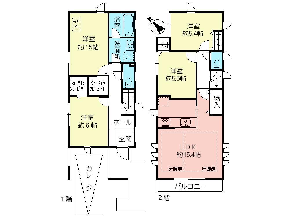 Floor plan. (3 Building), Price 44,800,000 yen, 4LDK, Land area 91.95 sq m , Building area 104.34 sq m