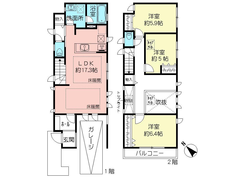 Floor plan. (4 Building), Price 43,800,000 yen, 3LDK, Land area 90.86 sq m , Building area 101.47 sq m