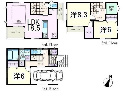 Floor plan. 39,800,000 yen, 3LDK+S, Land area 70.41 sq m , Building area 116.75 sq m