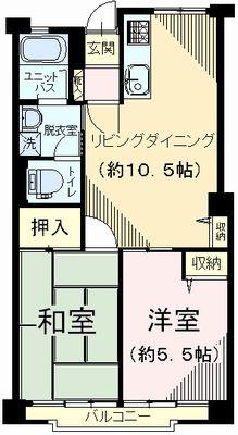 Floor plan. 2LDK, Price 8.8 million yen, Occupied area 46.65 sq m , Balcony area 7.47 sq m
