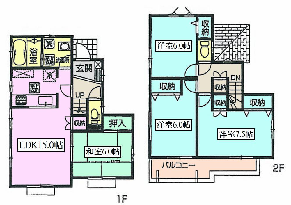 Floor plan. (5 Building), Price 38,800,000 yen, 4LDK, Land area 105.75 sq m , Building area 96.88 sq m