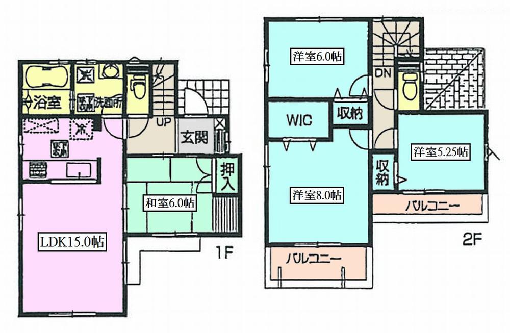 Floor plan. (6 Building), Price 40,800,000 yen, 4LDK, Land area 105.73 sq m , Building area 96.05 sq m