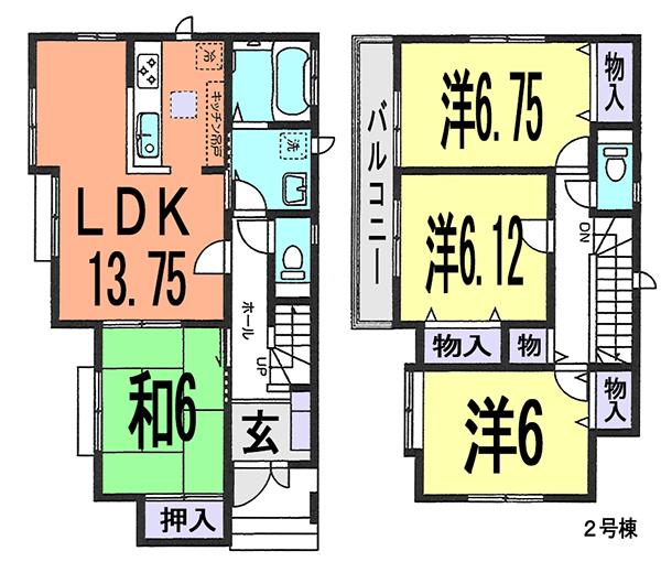 Floor plan. (Building 2), Price 28.8 million yen, 4LDK, Land area 99.18 sq m , Building area 95.43 sq m