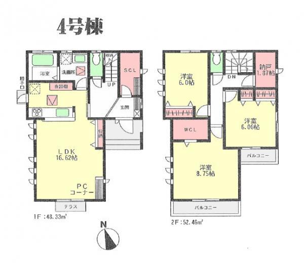 Floor plan. 62 million yen, 3LDK+2S, Land area 100.11 sq m , Building area 100.79 sq m