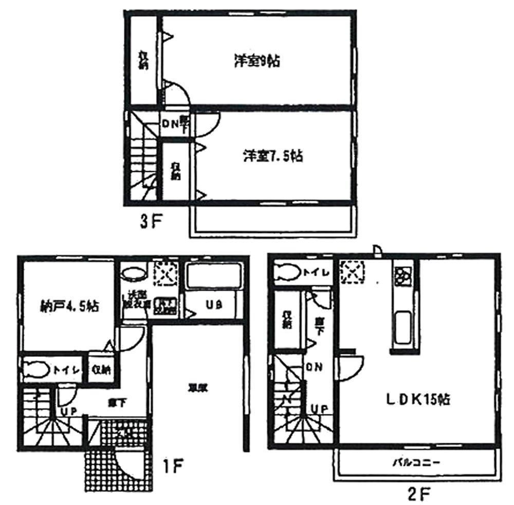 Floor plan. (Building 2), Price 27,800,000 yen, 2LDK+S, Land area 57.8 sq m , Building area 104.49 sq m