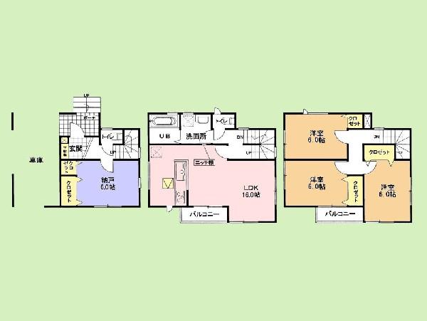 Floor plan. 25,800,000 yen, 3LDK+S, Land area 78.66 sq m , Building area 114.47 sq m